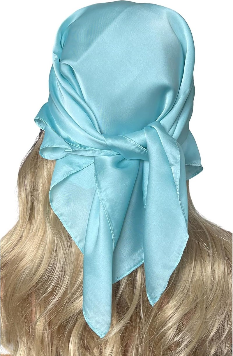 Chung Women's Square Satin Scarf 27.5" Bandanas Solid 50s Retro Neck Scarves Emulation Silk Handbag Hair Ribbons Necktie - Image 3